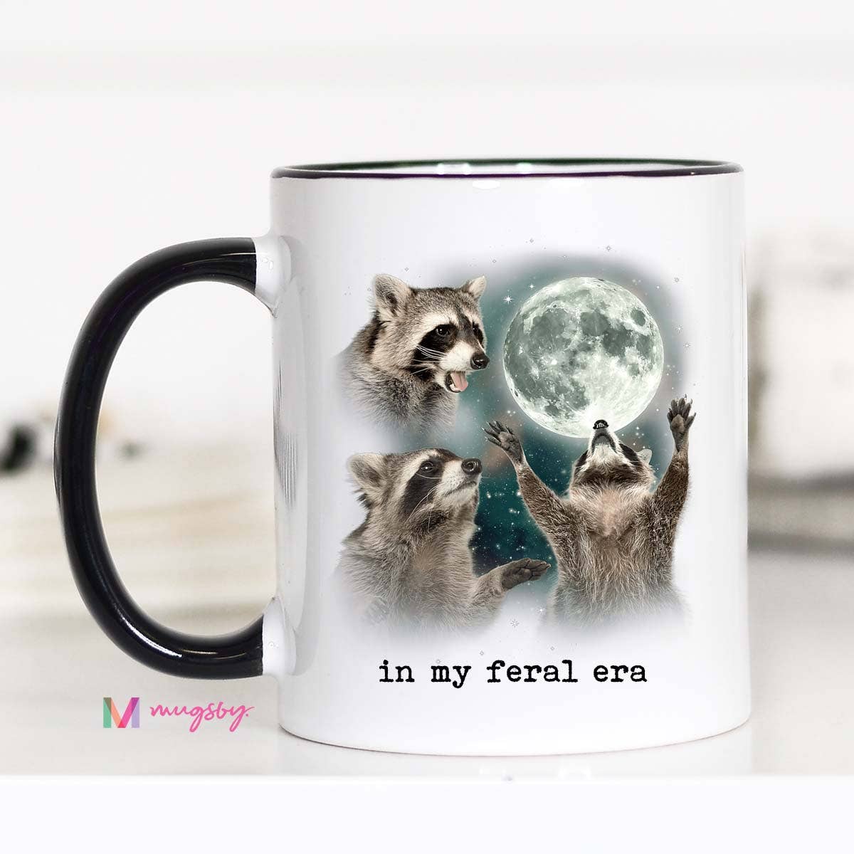 In My Feral Era Funny Coffee Mug, Raccoon Mug, Racoon Moon