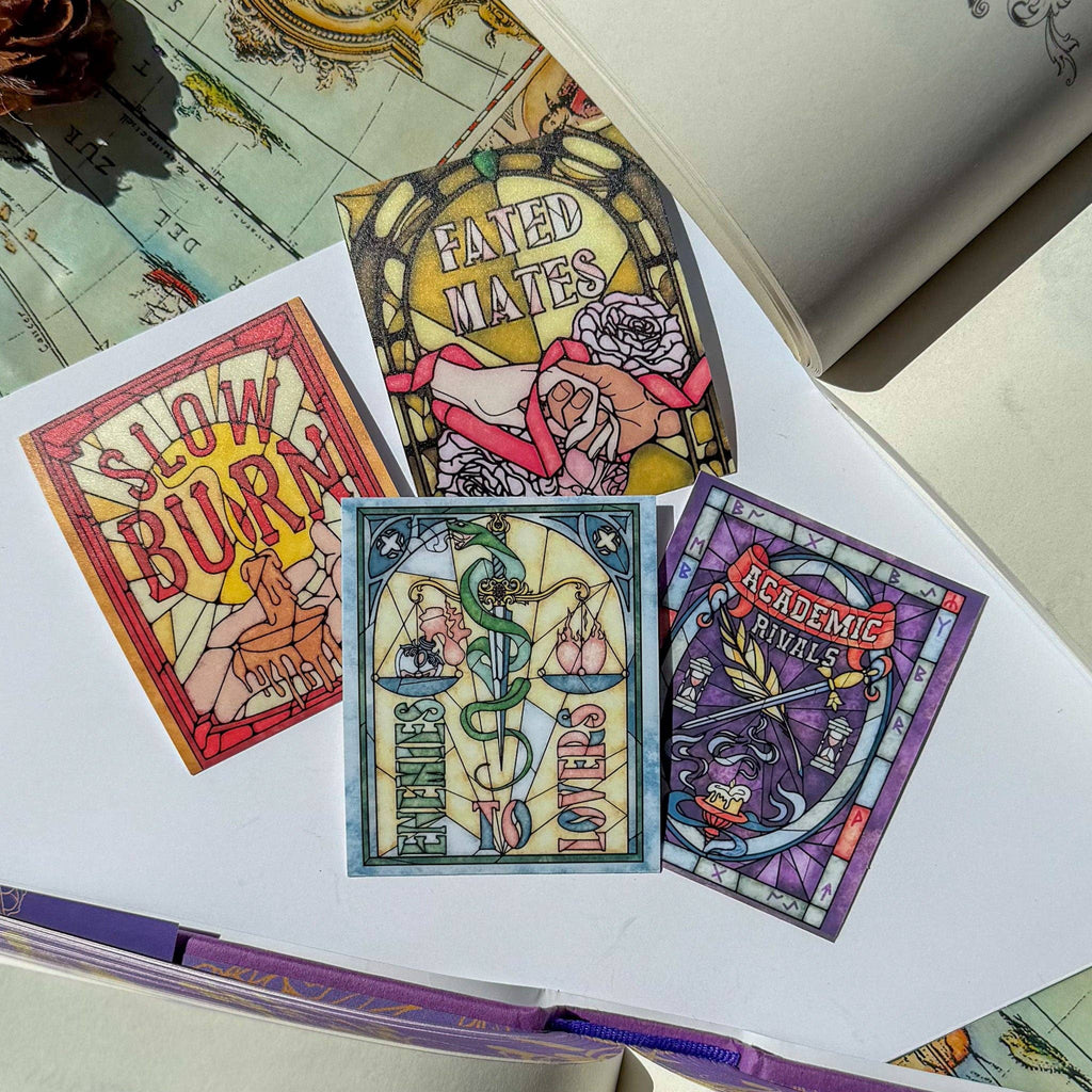 Book Tropes Romance Kindle Sticker Stained Glass Book Gift