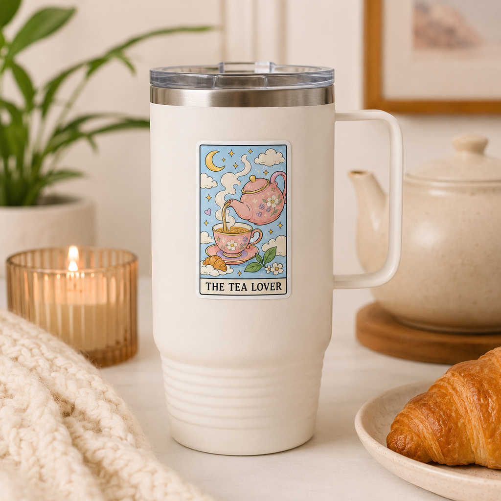 The Tea Lover Tarot-Style Die-Cut Sticker