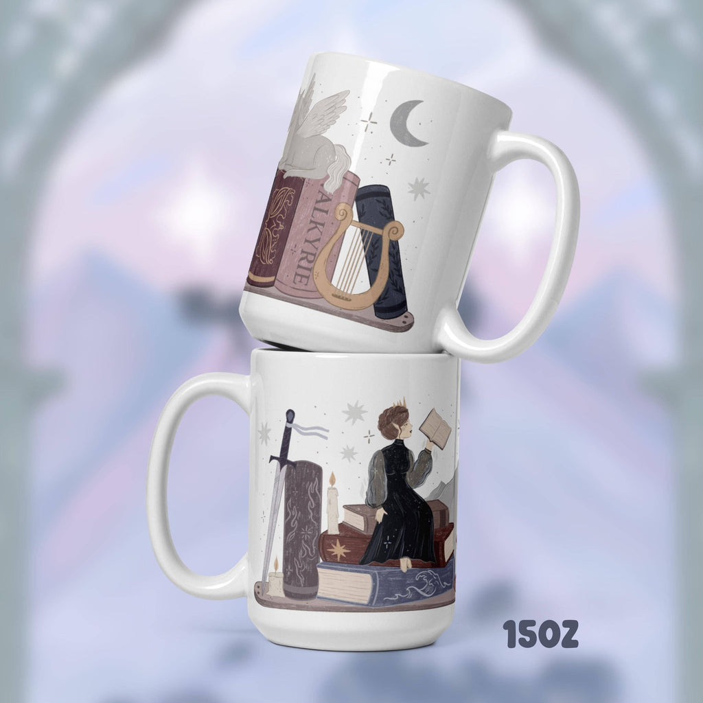 Nesta Archeron ACOTAR Book Stack Mug, Fantasy Reader Gifts, Bookish Coffee Cup, SJM Fan Gifts, Bookworm, The Valkyrie