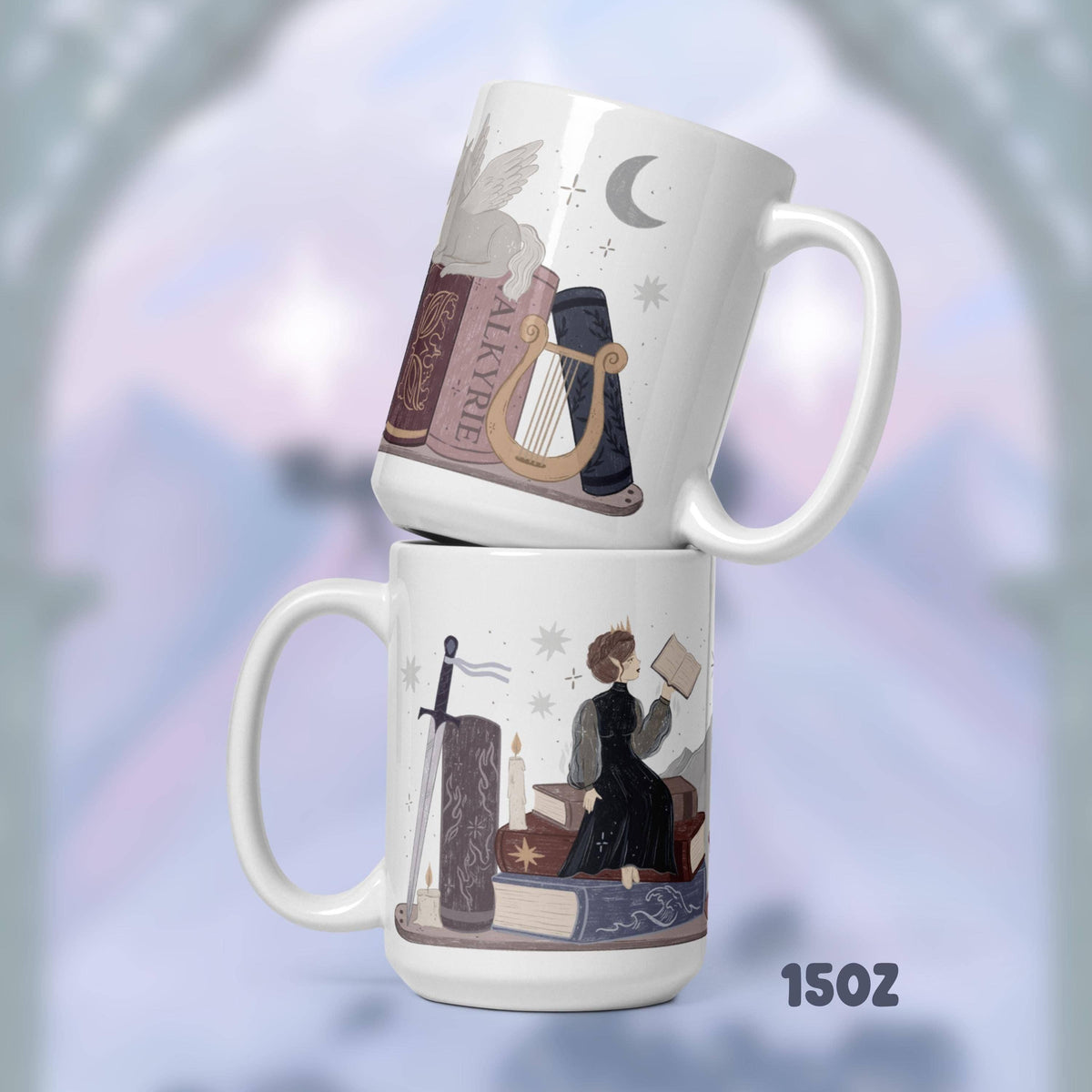 Nesta Archeron ACOTAR Book Stack Mug, Fantasy Reader Gifts, Bookish Coffee Cup, SJM Fan Gifts, Bookworm, The Valkyrie