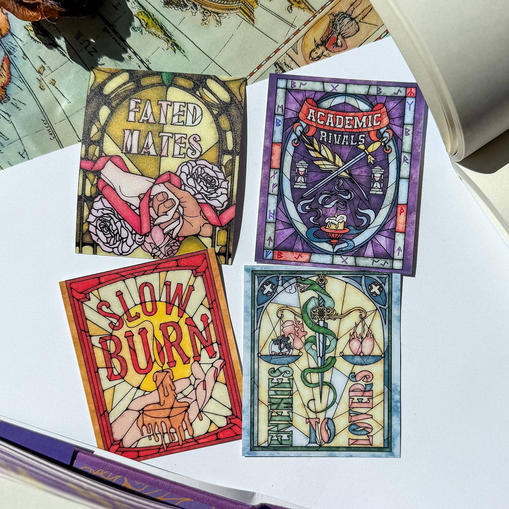 Book Tropes Romance Kindle Sticker Stained Glass Book Gift