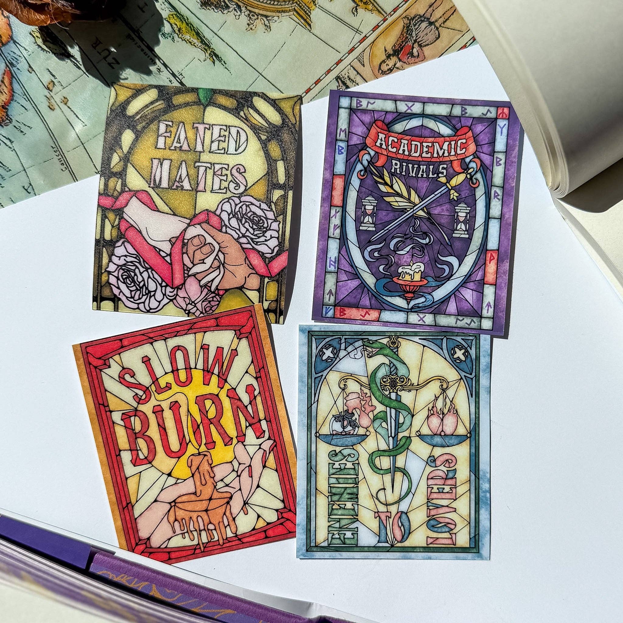 Book Tropes Romance Kindle Sticker Stained Glass Book Gift
