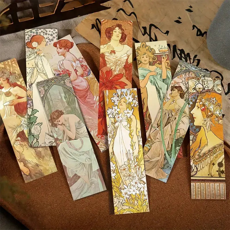 Vintage Nouveau Style Paper Bookmarks - Alphonse Mucha