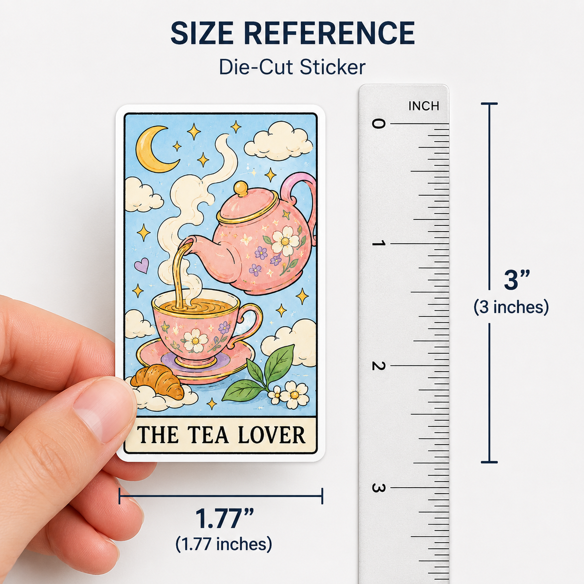 The Tea Lover Tarot-Style Die-Cut Sticker