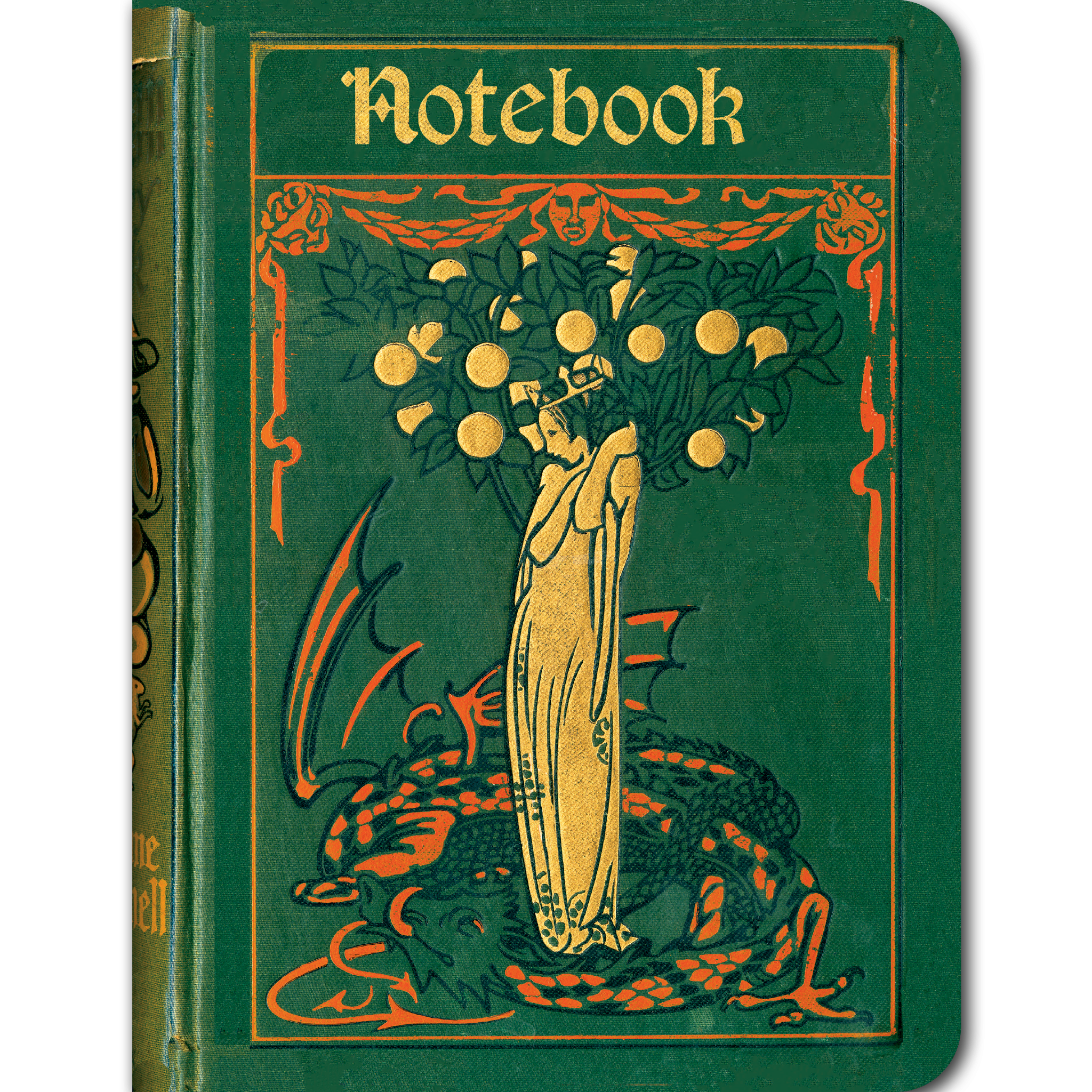 Fairy with Green Dragon - Vintage Book Cover Notebook
