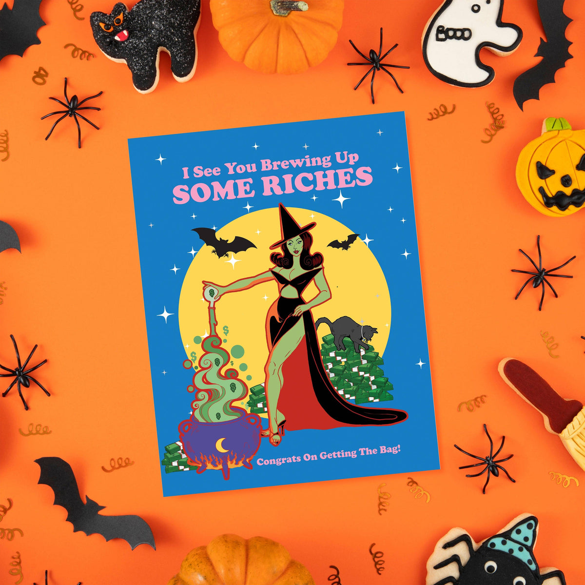 Brewing Riches Congrats Greeting Card– Spooky Witch- 6-Pack