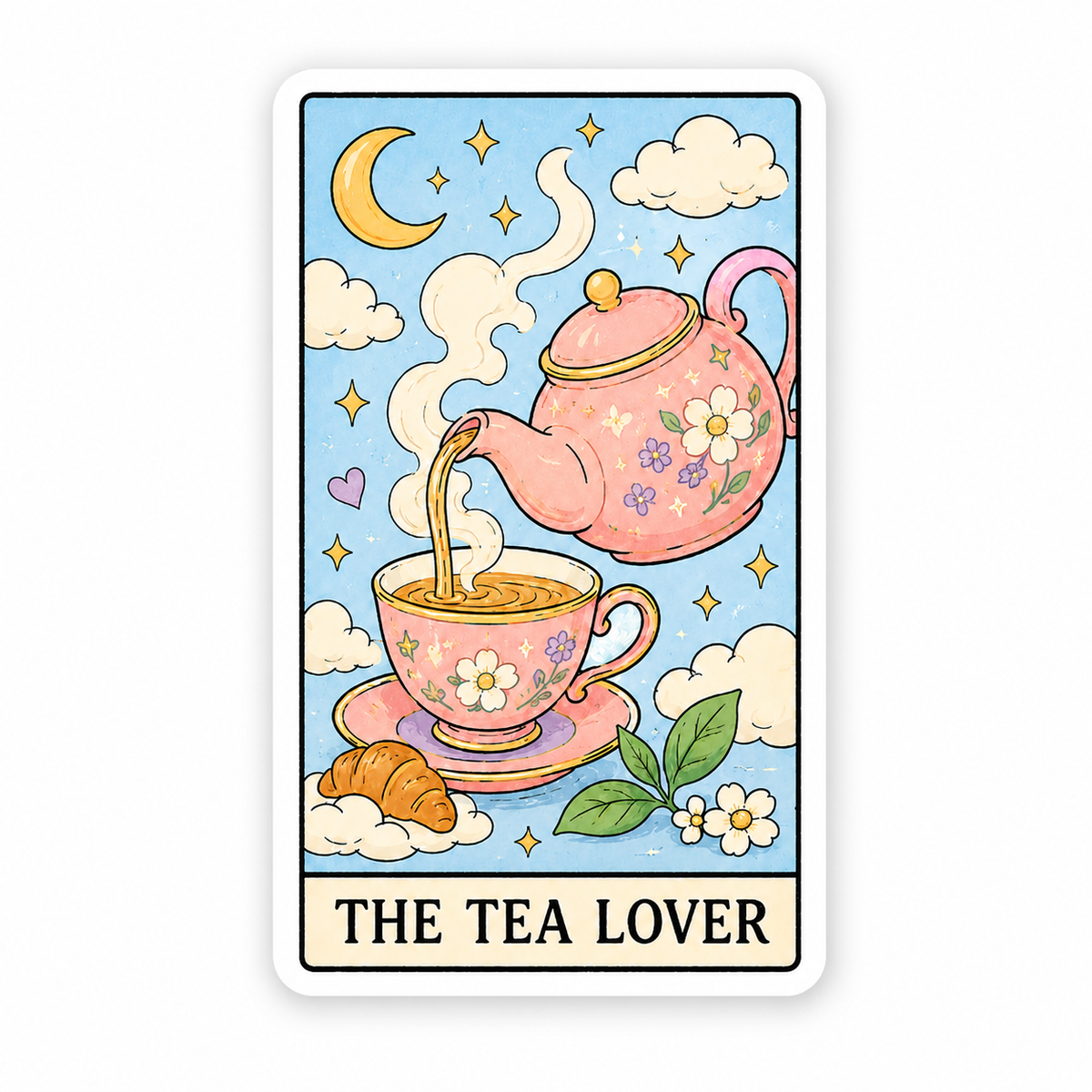 The Tea Lover Tarot-Style Die-Cut Sticker