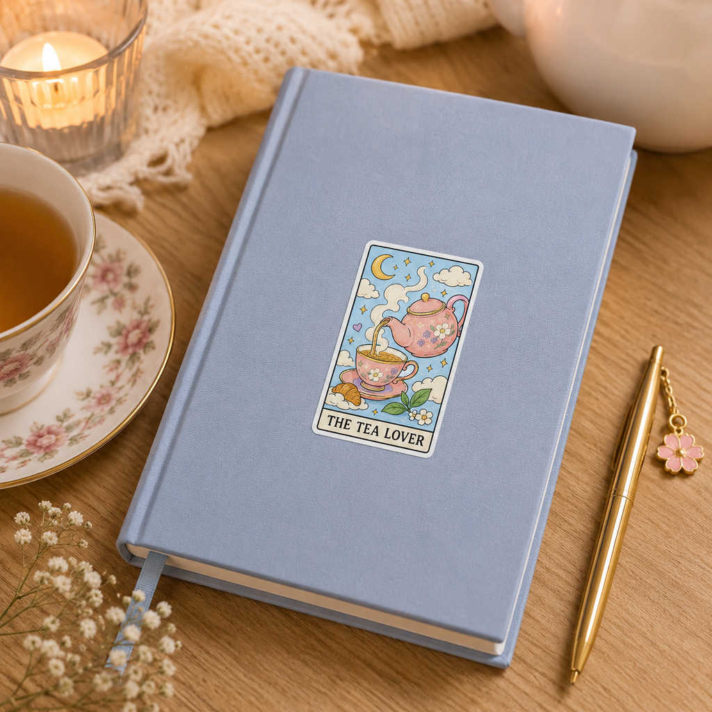 The Tea Lover Tarot-Style Die-Cut Sticker