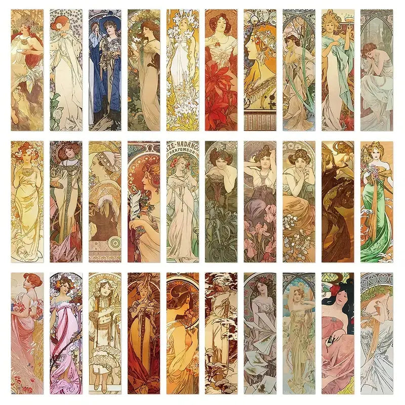Vintage Nouveau Style Paper Bookmarks - Alphonse Mucha