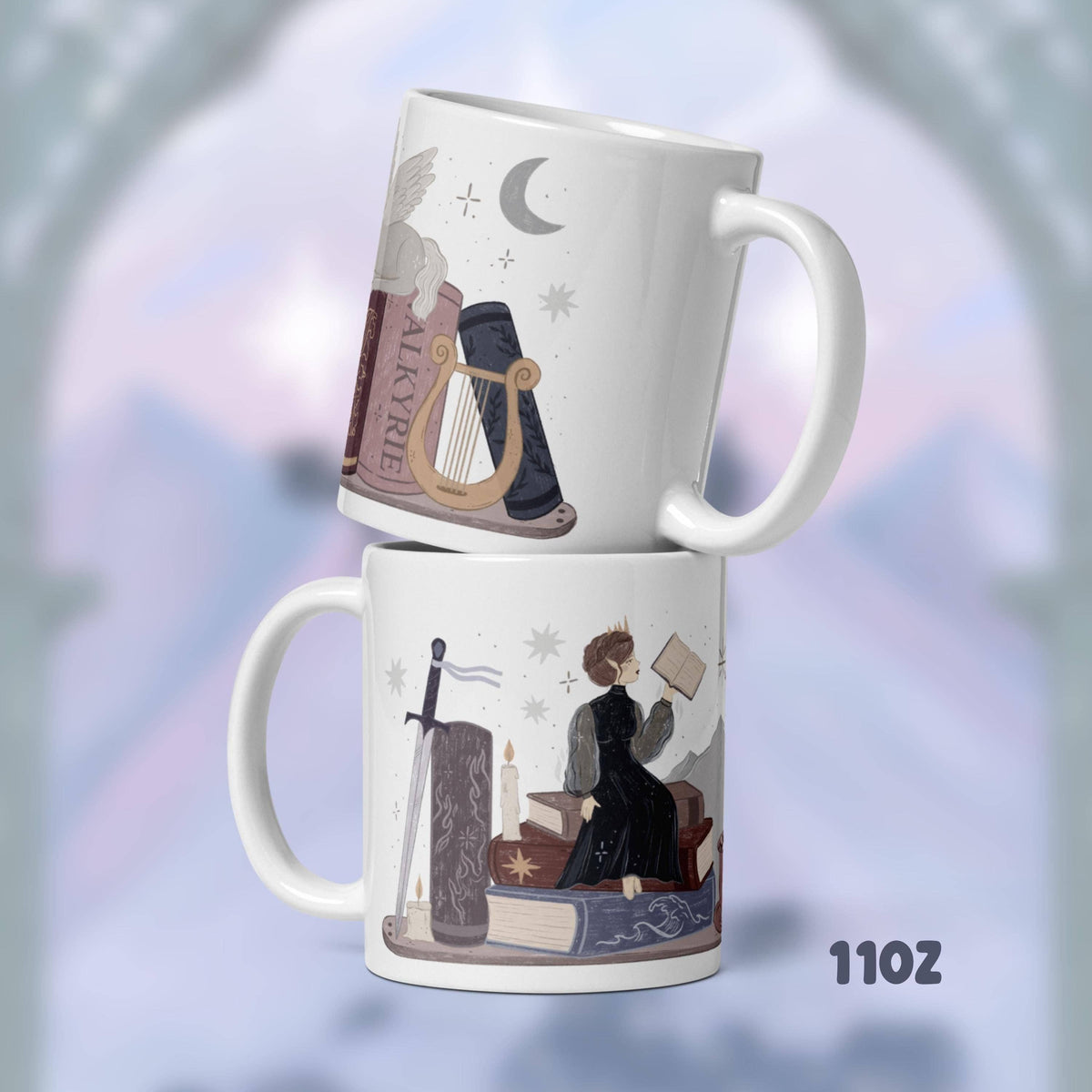 Nesta Archeron ACOTAR Book Stack Mug, Fantasy Reader Gifts, Bookish Coffee Cup, SJM Fan Gifts, Bookworm, The Valkyrie